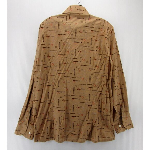 VINTAGE Gino Paoli Shirt Large Button Down Equestrian Horses 90s 80s - Picture 6 of 10